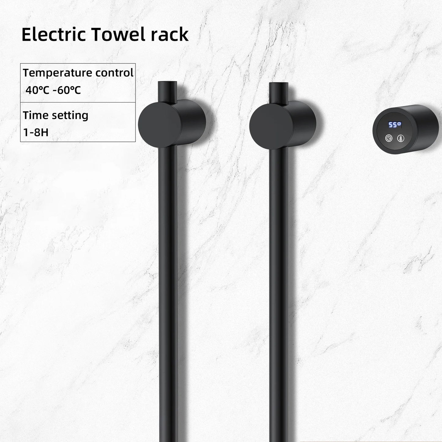 Elektrische handdoek radiator zwart met thermostaat L-SR0200-B