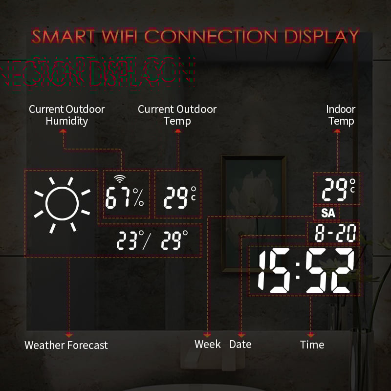 Smart spiegel met led verlichting infrarood verwarming 60X100 350Watt