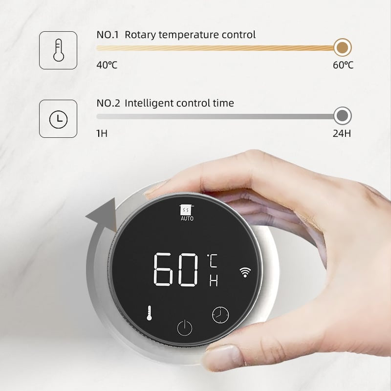 Electric towel warmer radiator with metal look and thermostat