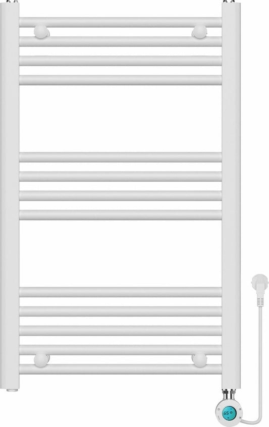 Radiateur sèche-serviettes électrique avec thermostat digital - Radiateur Salle de bain - 800 √ó 500 mm - Blanc mat - 300 watts