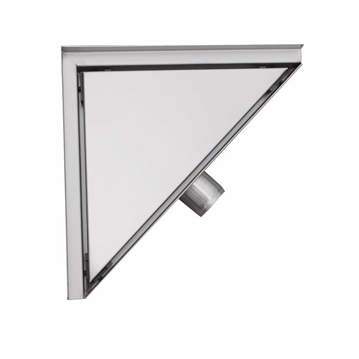 Caniveau de douche d'angle 20 x 28 x 8 cm en acier inoxydable