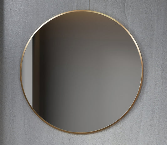Spiegel rond 80 cm met koperen frame