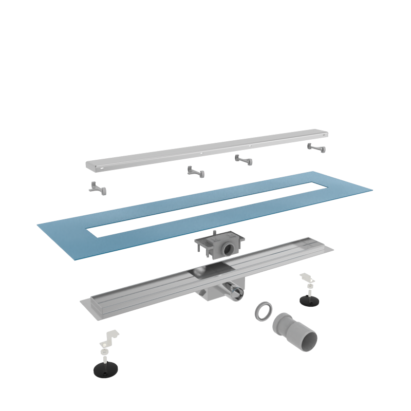 LunaDrain caniveau de douche complet avec bride et grille fermée