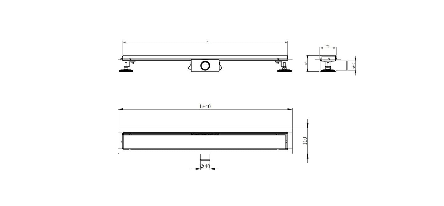 Bride de caniveau de douche Nurion avec sortie latérale