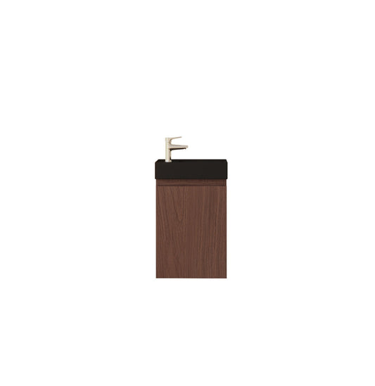 Nurion Meuble de toilette Jule - lavabo noir mat et armoire en bois de chêne - 41 x 22,5 x 65 cm
