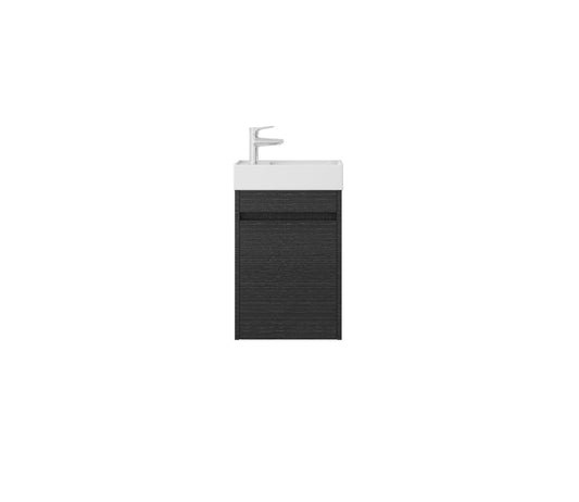 Nurion Meuble de salle de bains Luca - lavabo blanc brillant et armoire en bois noir - 41 x 22,5 x 65 cm