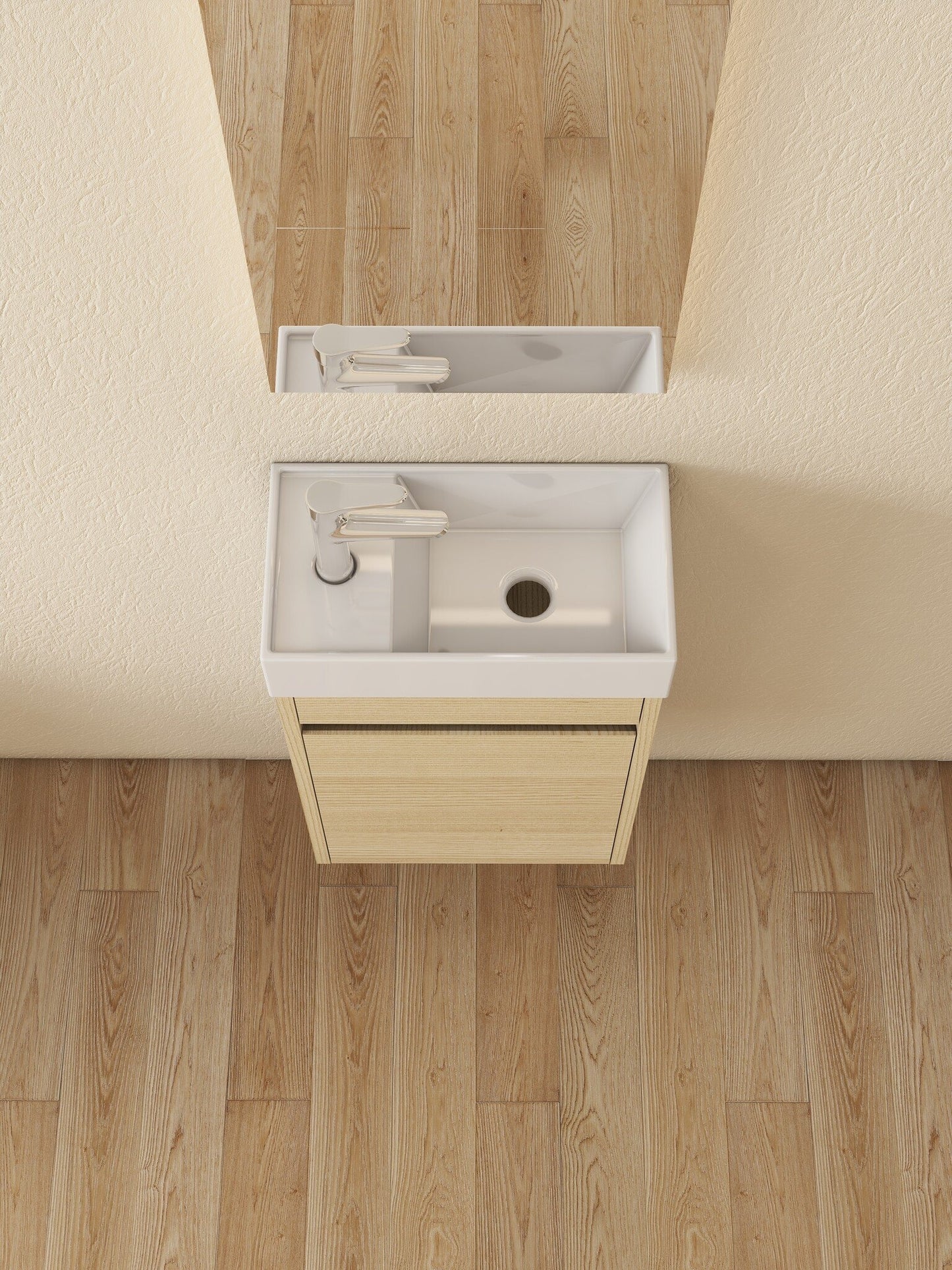 Nurion Meuble de toilette Sophie - lavabo blanc brillant et armoire en bois blanc - 41 x 22,5 x 65
