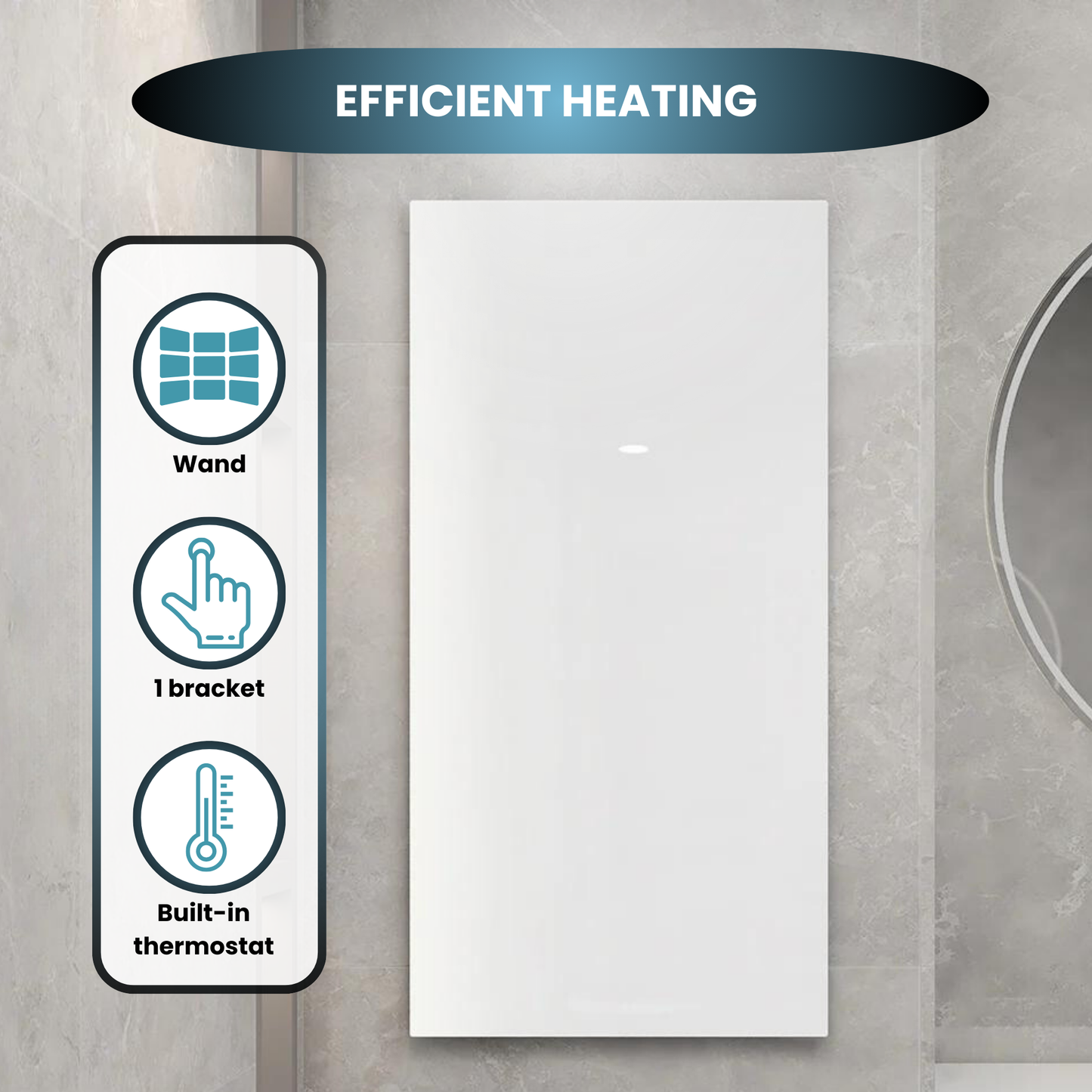 QH - GD Black Series panneau infrarouge en verre 60 x 120 cm - 700Watt