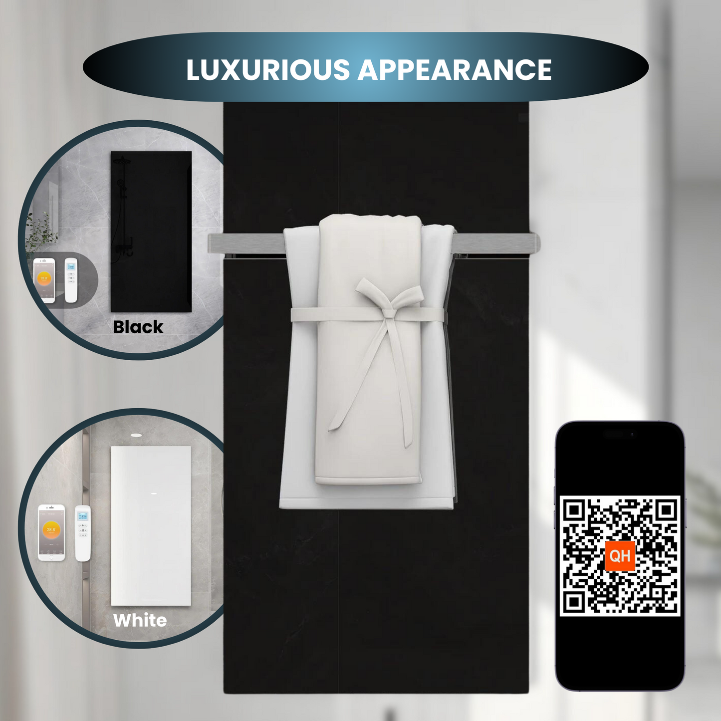 QH - GD White Series panneau infrarouge en verre 60 x 120 cm - 700Watt