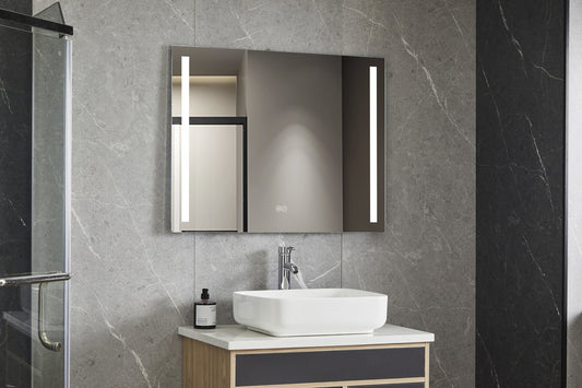 Miroir 60 x 100 cm sans cadre, éclairage LED encastré et anti-condensation