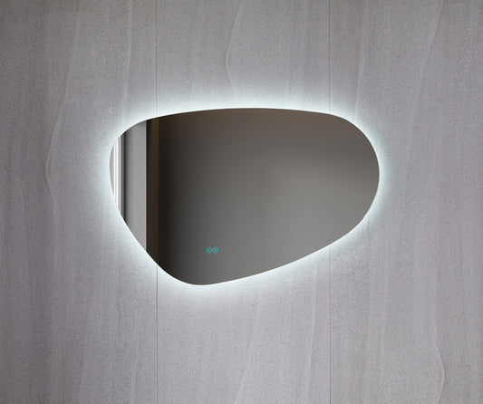 Miroir asymétrique organique avec éclairage LED et anti-condensation 90 cm de large et 60 cm de haut