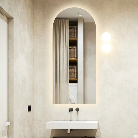 Specchio con LED, semiovale, 50 x 100 cm