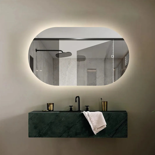 Oval mirror with LED lighting, 50 x 100 cm