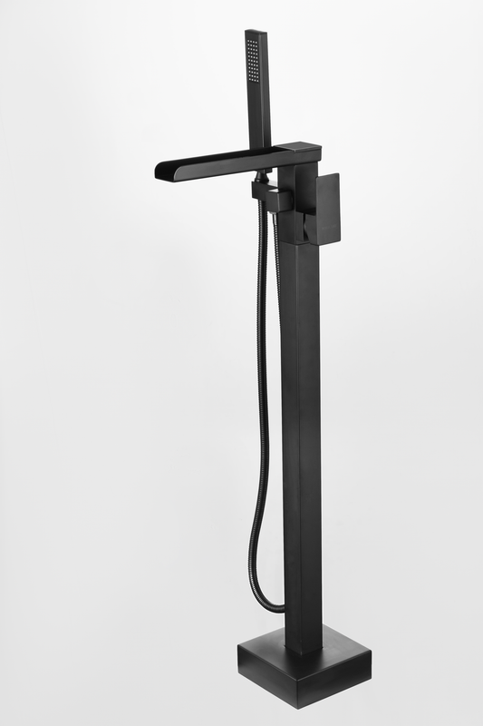 Mélangeur bain sur pied - avec douchette - noir mat