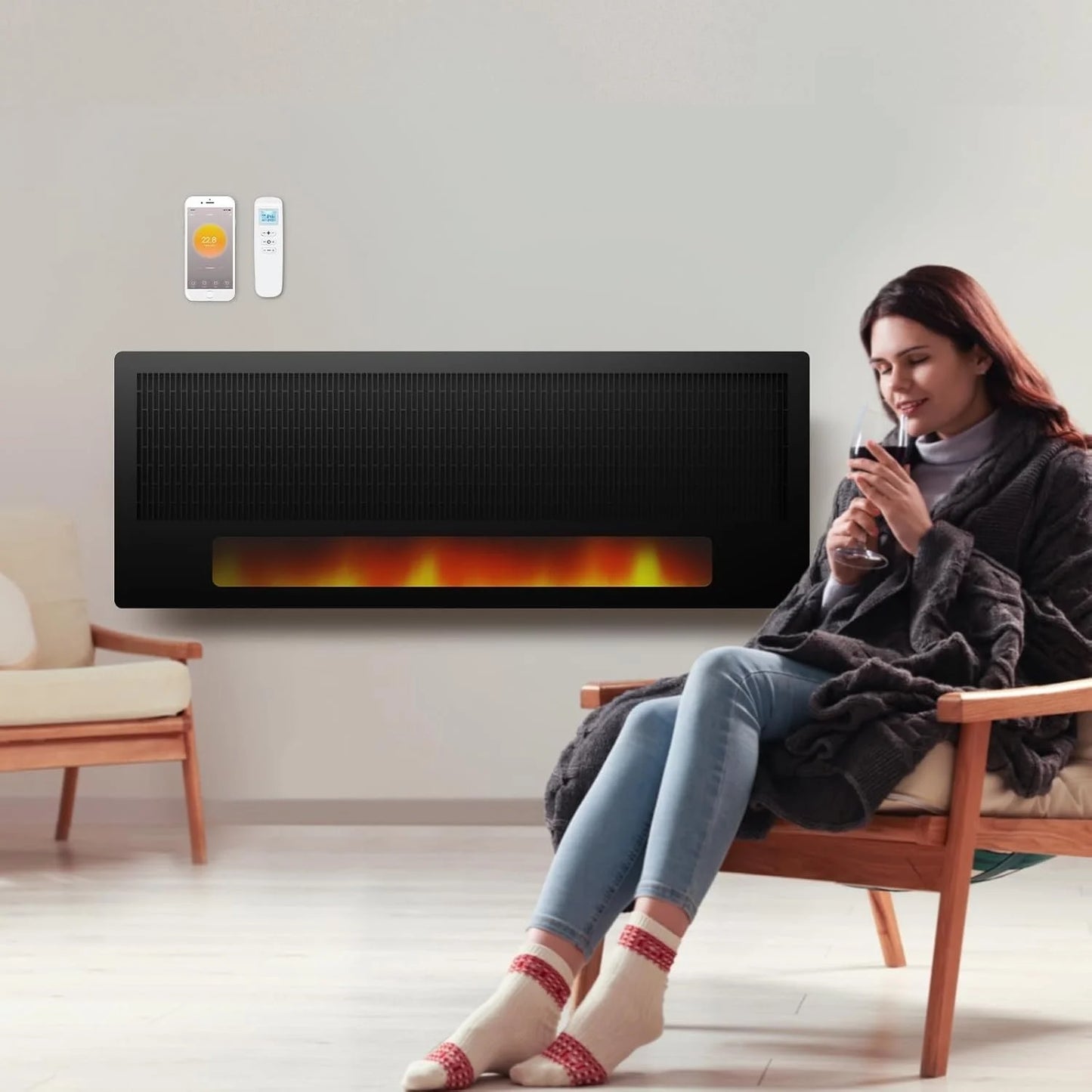 Panneau infrarouge Flamara cheminée LED 2100Watt