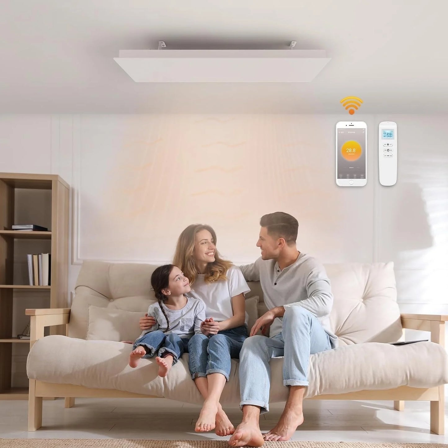 QH-ThermoAura Série WiFi panneau infrarouge 2000 Watt 156 x 33 cm