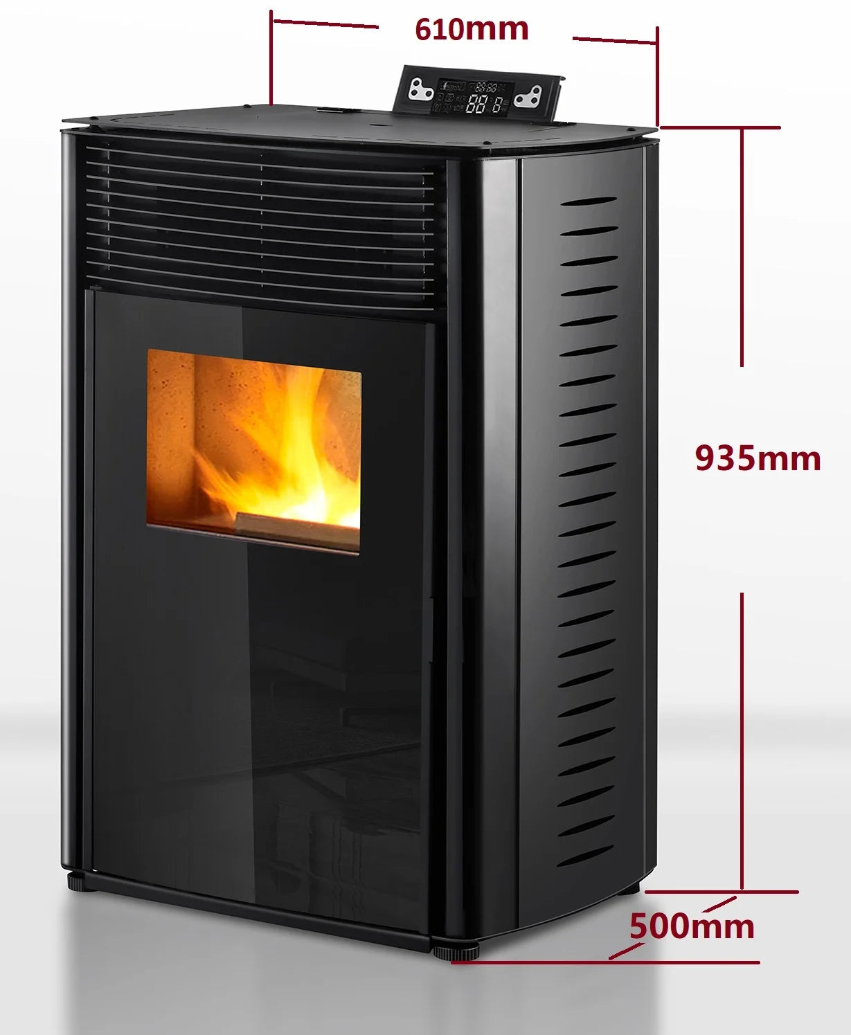 Poêle à granulés - 13.1kW - pour 80-100 m2 - 5 niveaux - minuterie - CR04 Noir