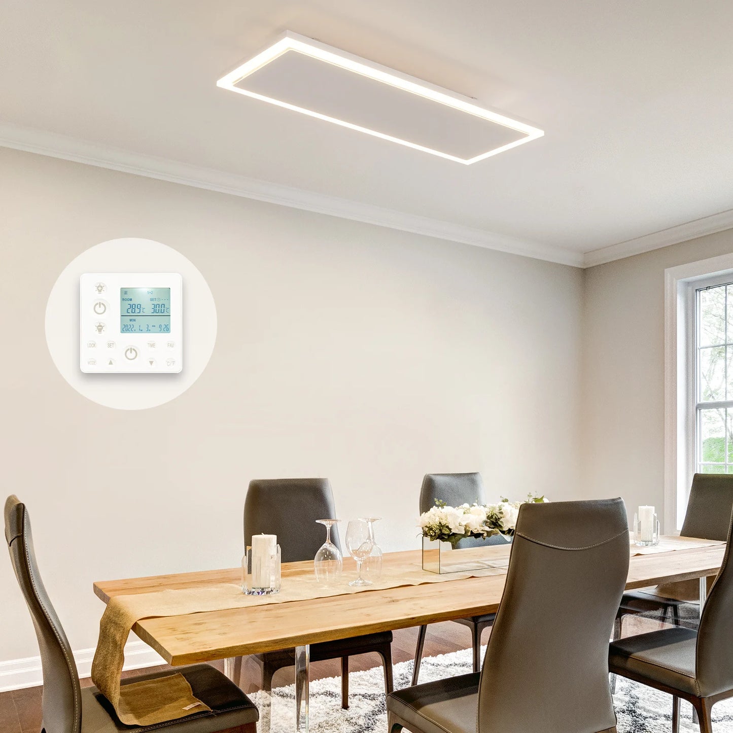 Panneau infrarouge QH-InfraGlow avec éclairage LED 107x39 cm 1300 watts