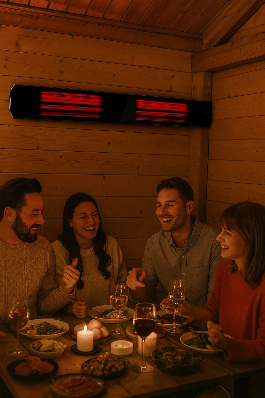 Chauffage de terrasse infrarouge Calore noir réglable 1600 - 2200Watt