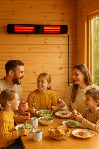 Chauffage de terrasse infrarouge Calore noir réglable 1600 - 2200Watt