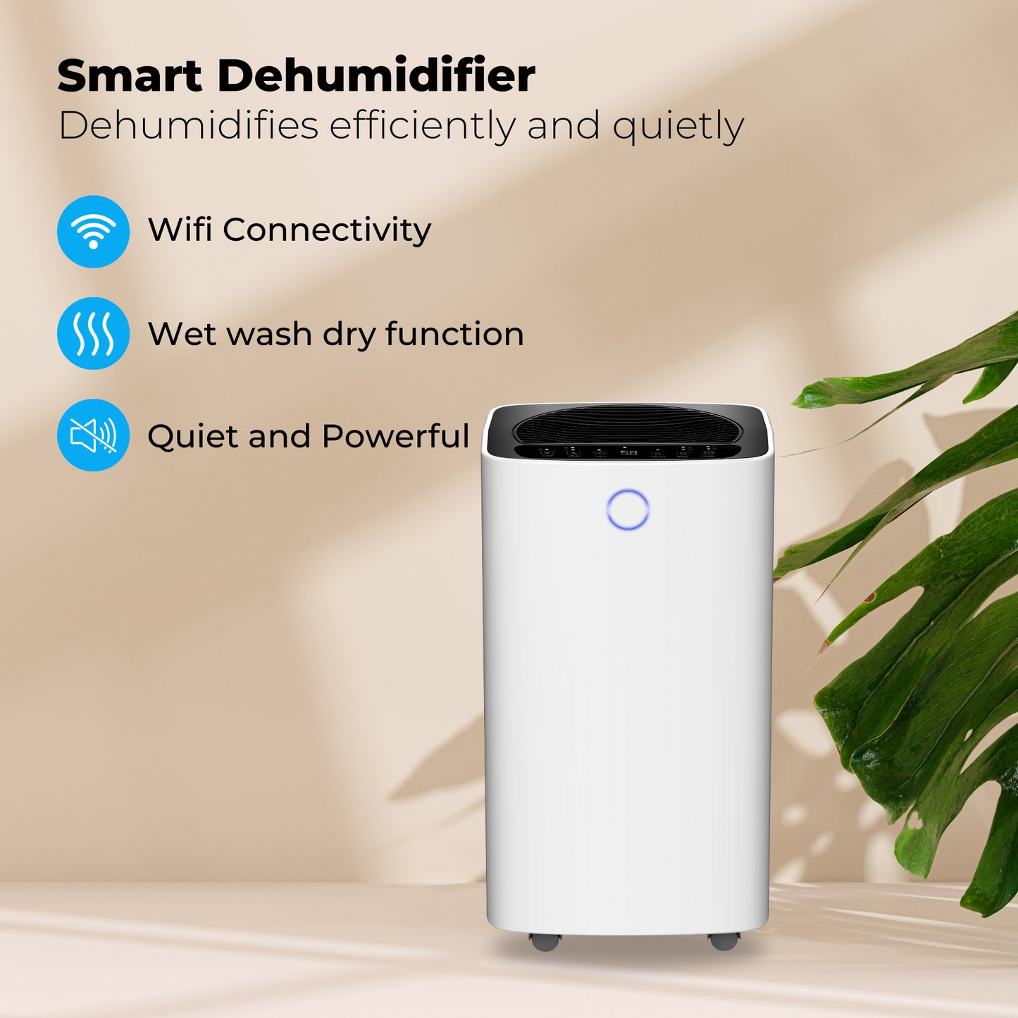 Déshumidificateur compact 12 Litres Wifi avec filtre à carbone