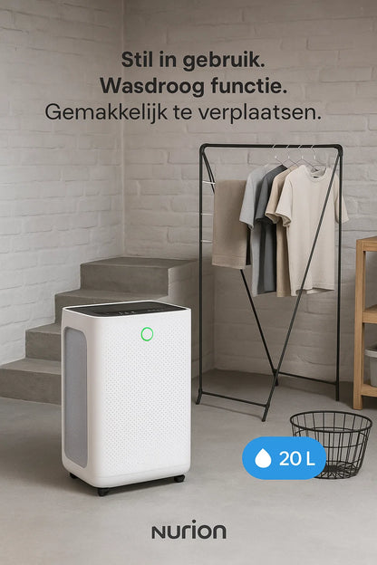 Slimme luchtontvochtiger compact 20 Liter Wifi met carbon filter
