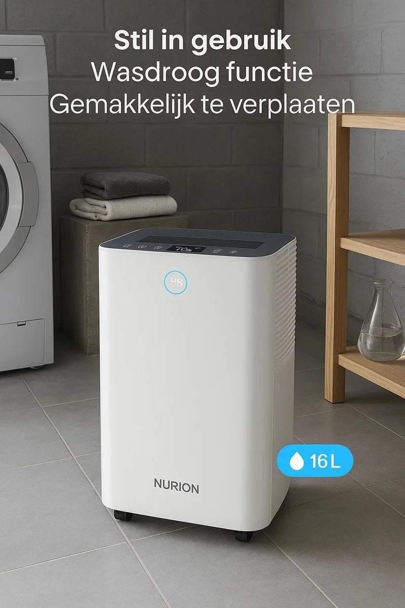Slimme luchtontvochtiger compact 16 Liter Wifi met carbon filter
