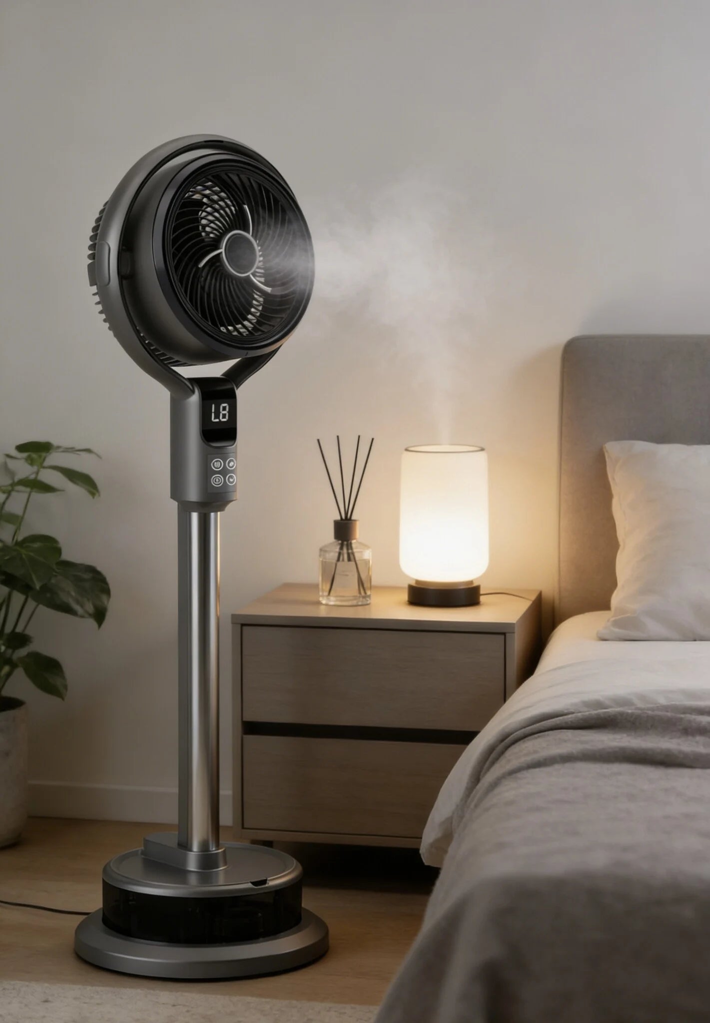 Mistventilator met afstandsbediening, timer en luchtbevochtiger