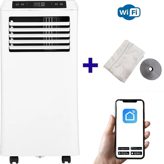 Mobiele airco Wifi ontvochtigen en ventileren met raamafdichting en luchtreiniger 7000btu