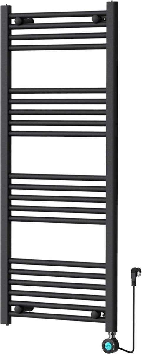 Seconde chance - Radiateur sèche-serviettes électrique avec thermostat numérique - Radiateur de salle de bains - 1200 × 500 mm - Noir mat - 500 W - Par défaut