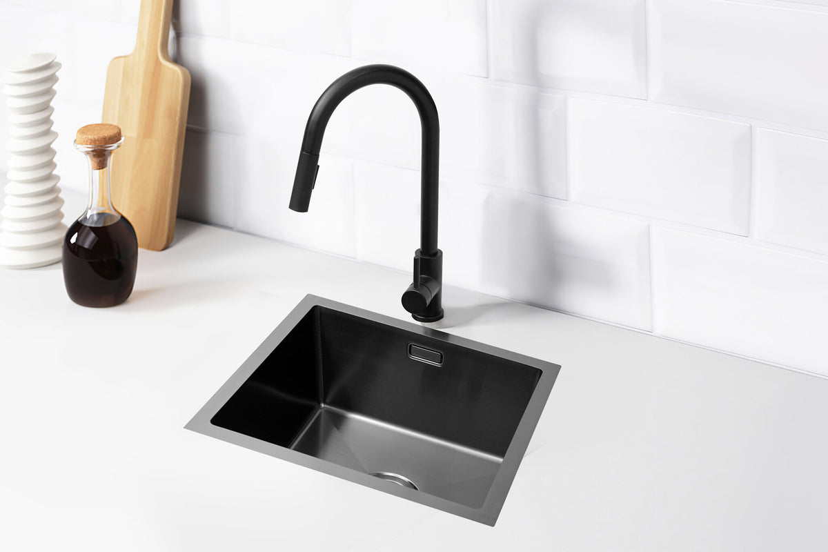 Seconde chance - Évier Nurion Black Metal 44,5 x 34,5 – Évier de cuisine - Éviers de cuisine – Évier de cuisine - sans perçage pour robinet Inox - Par défaut
