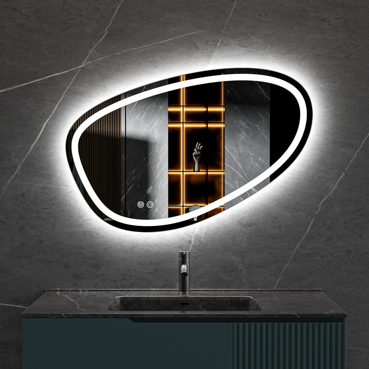 Seconde chance - Miroir asymétrique encastrable éclairage LED et anti-buée 90cm de large et 60cm de haut - Default