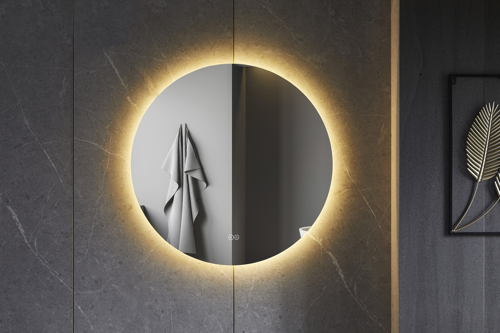 Tweedekans - Spiegel rond 80 cm frameloos, rondom led verlichting en anti condens - Default