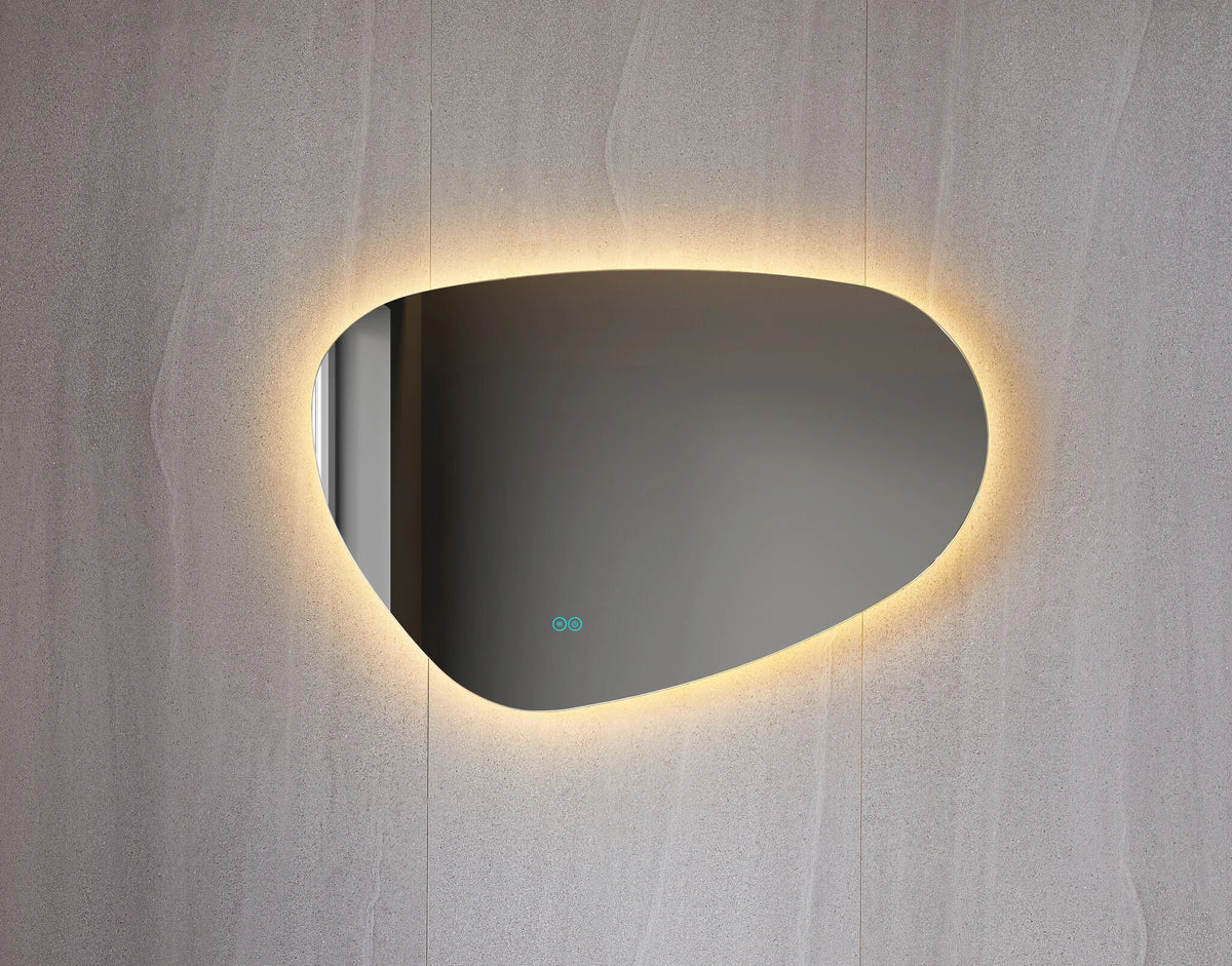 Seconde chance - Miroir asymétrique avec éclairage LED organique et anti-buée, 90 cm de large et 60 cm de haut - Par défaut