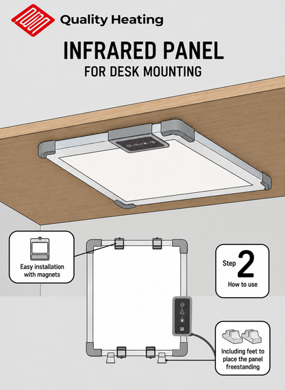 Infrarood verwarming voor bureau - 100 watt - 30 x 50 cm