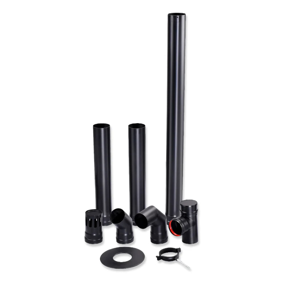 Seconde chance - Kit de tuyaux pour poêle à granulés - Ø 80 mm - acier au carbone - solution complète - Par défaut