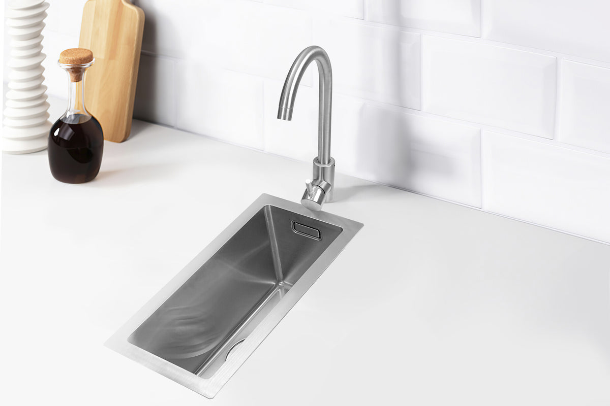 Seconde chance - Nurion Évier inox 16,5 x 38,5 – Évier de cuisine - Éviers de cuisine – Évier de cuisine - sans trou pour robinet inox - Par défaut