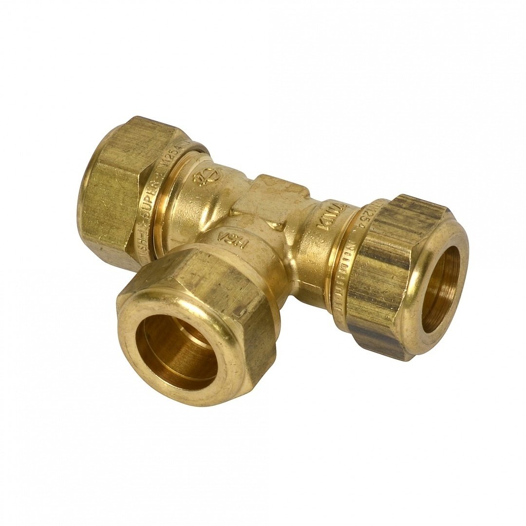 Pièce en T Bonfix¬Æ laiton 90¬∫, 3x compression, 15 mm