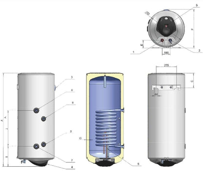 ELDOM Green Line 80L electric boiler with heat exchanger and digital control