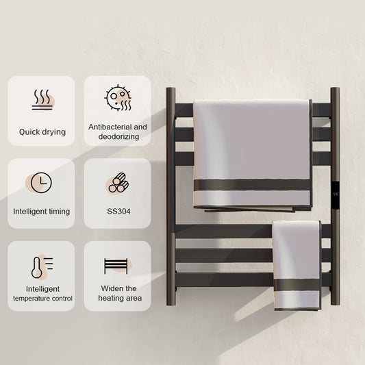 Radiateur sèche-serviettes électrique noir avec thermostat