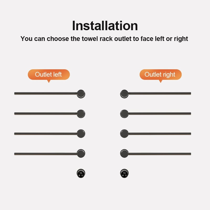 Radiateur sèche-serviettes électrique noir avec thermostat L-SR0005-B