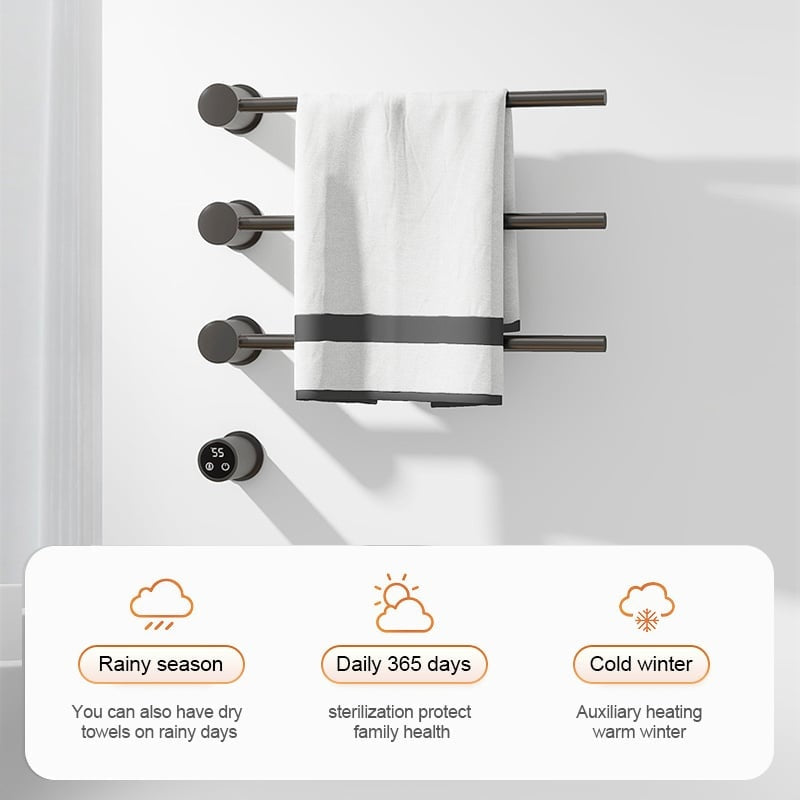 Radiateur sèche-serviettes électrique noir avec thermostat L-SR0003-B