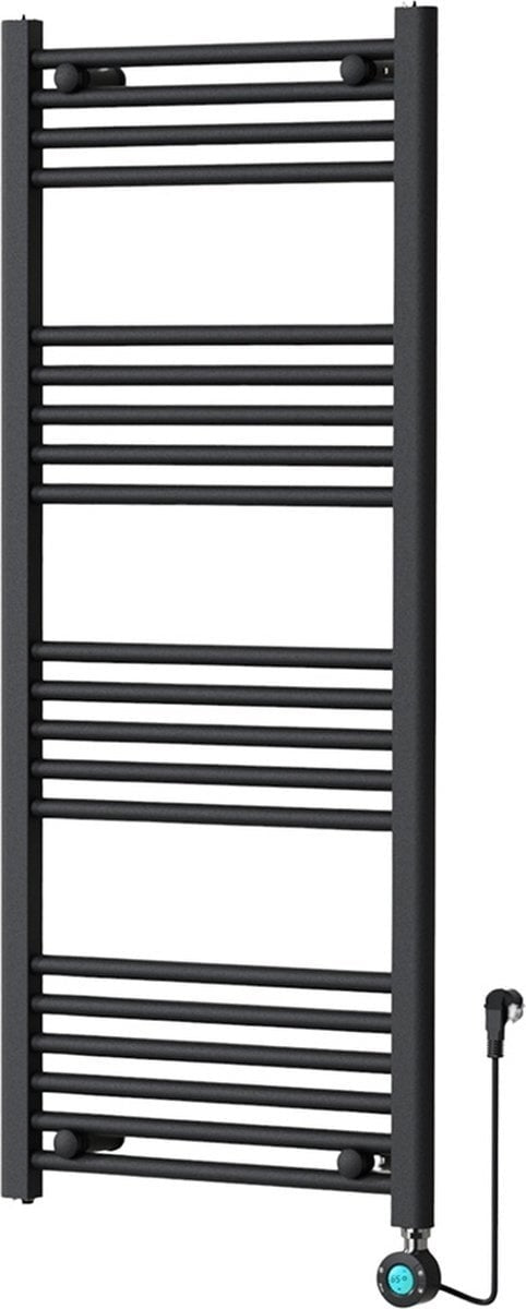 Radiateur √âlectrique pour Serviettes avec Thermostat Numérique - Radiateur de Salle de Bain - 1200 √ó 500 mm - Noir Mat - 500 Watt