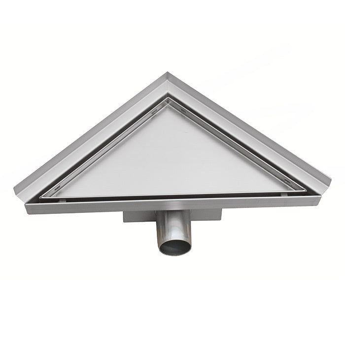 Caniveau de douche d'angle 20 x 28 x 8 cm en acier inoxydable