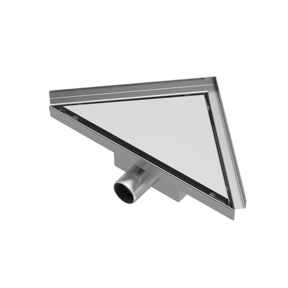 Caniveau de douche d'angle 20 x 28 x 8 cm en acier inoxydable