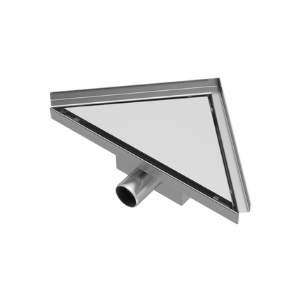 Caniveau de douche d'angle 20 x 28 x 8 cm en acier inoxydable