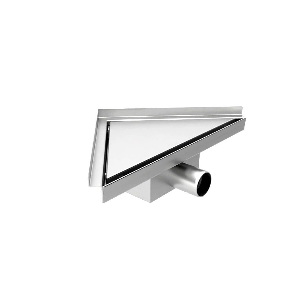 Caniveau de douche d'angle 20 x 28 x 8 cm en acier inoxydable