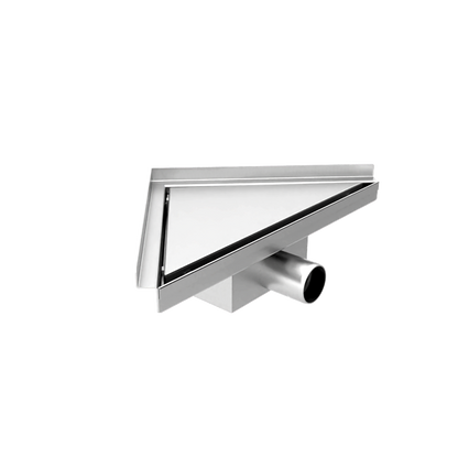 Caniveau de douche d'angle 20 x 28 x 8 cm en acier inoxydable