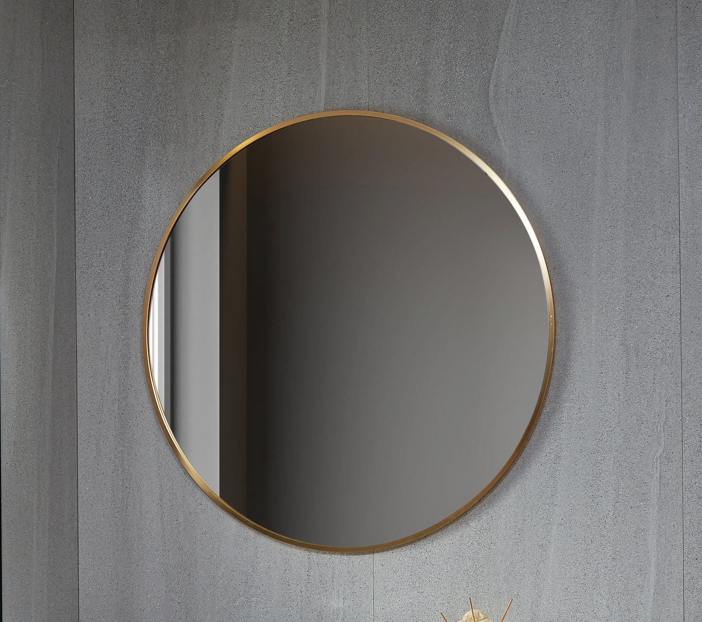 Spiegel rond 80 cm met koperen frame