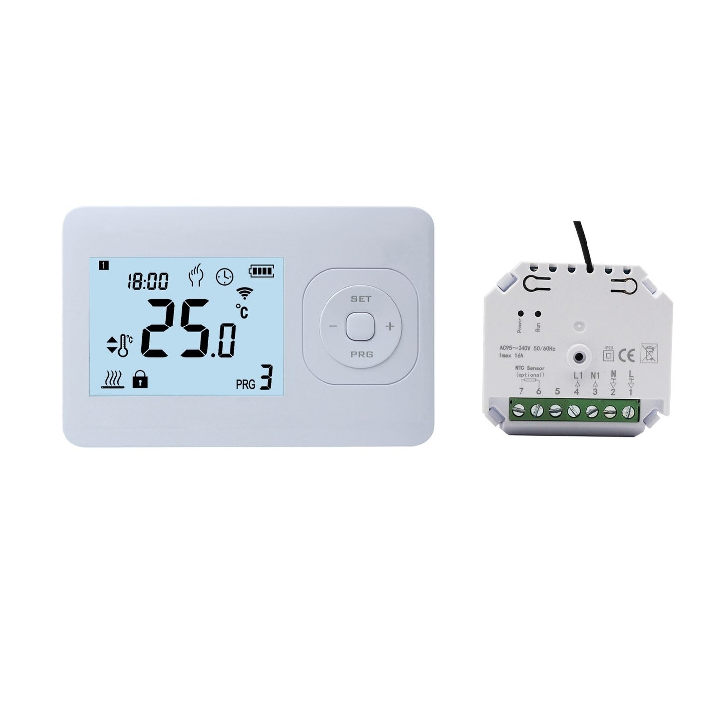 QH Basic thermostat programmable sans fil avec mini récepteur encastré